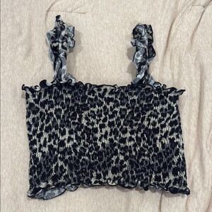 Wild Honey Black and White Ruffled Sleeveless Tank Top